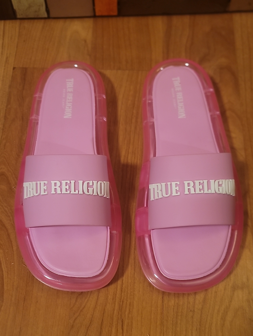 True Religion Pink Logo Jelly Slide Sandals W10